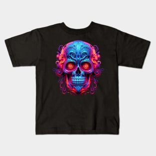 fluorescent Psychedelic Skull Kids T-Shirt